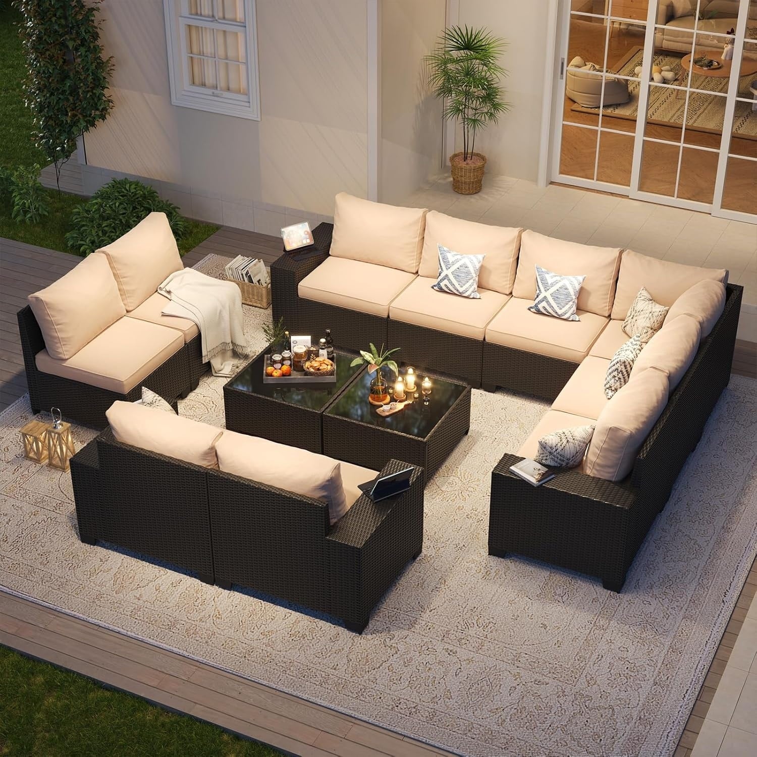 Outdoor Patio Furniture Sets with 4in Thicken Cushion – Image 38