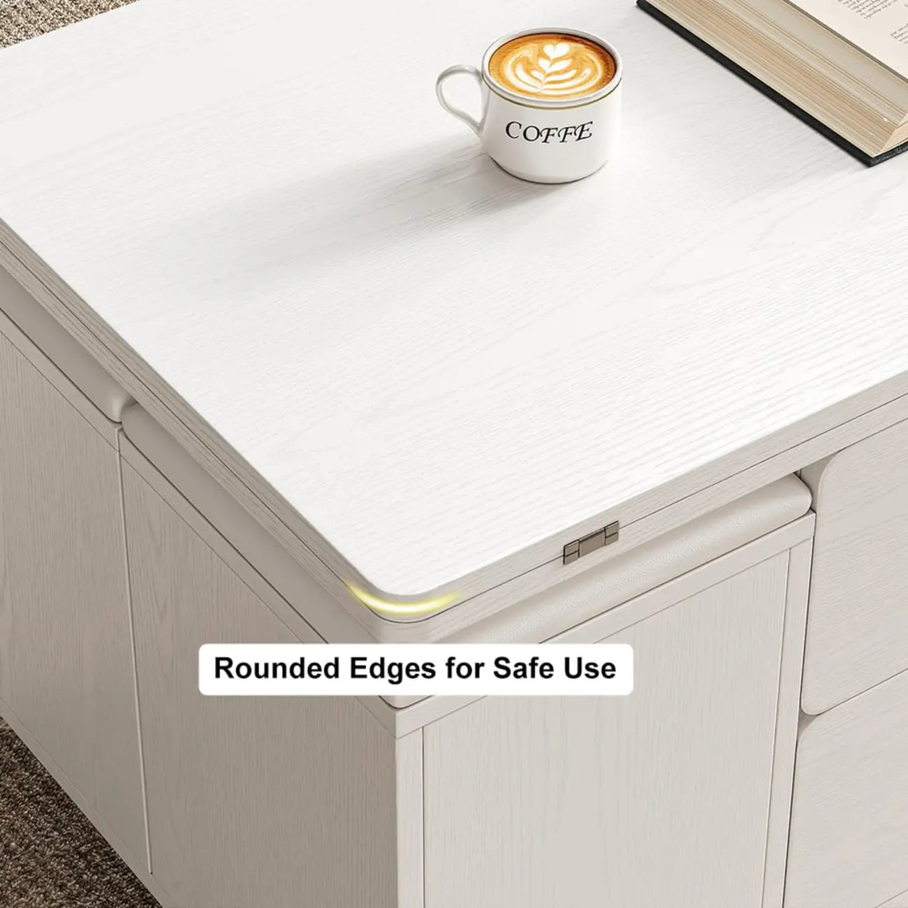 Foldable Lift-Top Coffee Table with 4 Stools & Storage – Image 23