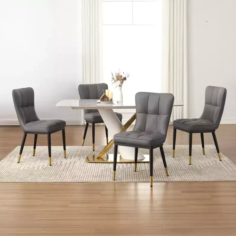Bekrvio Dining Room Chairs Set of 6, Modern Upholstered Faux Leather Seat with High Back, Metal Legs, Armless Kitchen Chairs for Living Dinning Room – Image 41