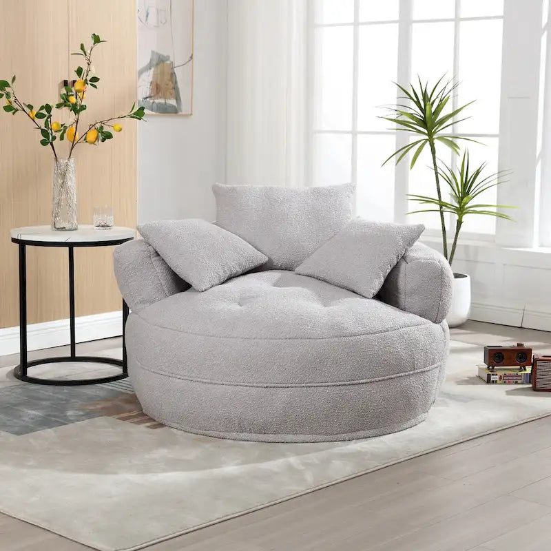 Round Lazy Sofa Chair – White/Blue/Grey/Yellow/Orange/Rose Red/Navy/Green, Single & Couple Seat – Image 25