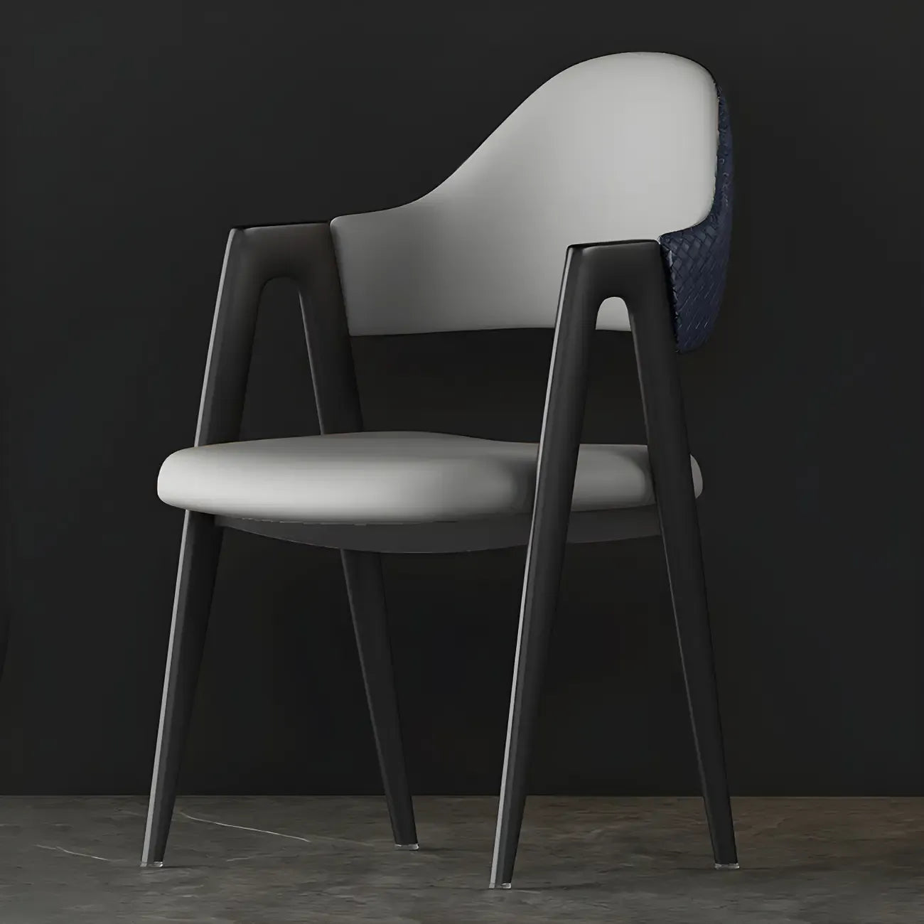 Modern Leather Curved Open Back Arm Dining Chair – Image 39