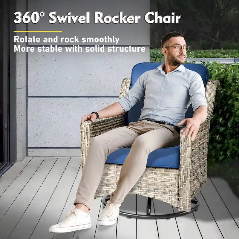 XIZZI 9-piece Outdoor Patio Furniture Conversation Set with Swivel Chair – Image 32