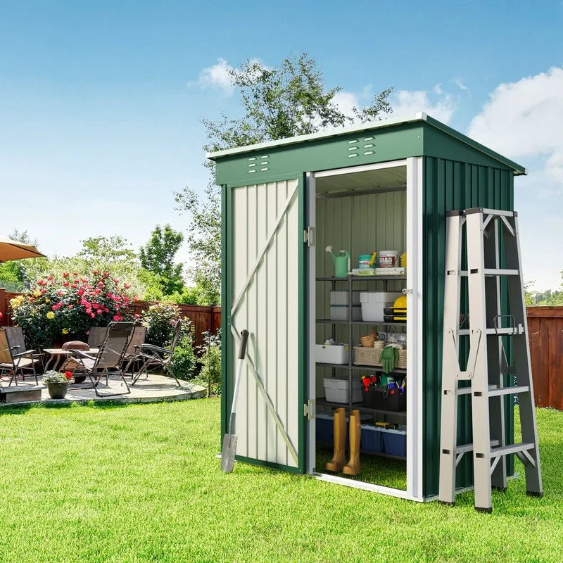 Outdoor Storage Metal Shed Garden Tool Shed with Lockable Door for Patio Furniture and Tools – Image 13