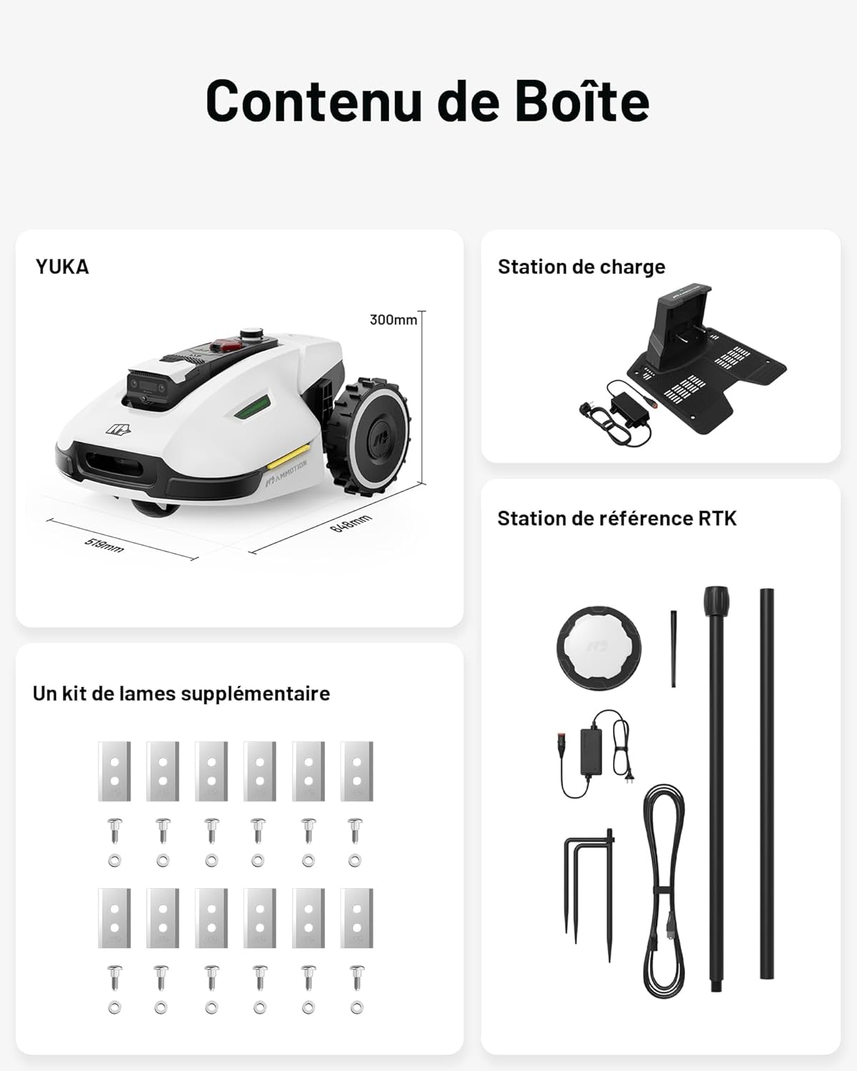 MAMMOTION YUKA 2000 Robot Tondeuse sans Fil Périphérique, NetRTK+Vision, Aucune Antenne RTK Requise, Recommandé 2000 m², Max. 2400 m², Pelouse Semblable à Un Tapis, Disque de Coupe Double, Module 4G – Image 4