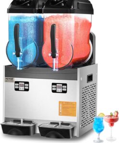VEVOR Machine à Granité Commerciale 2x12 L Double Réservoir, Machine à Boissons Glacées en Inox de 96 Tasses, Distributeur de Boissons Frappées Granitas Margarita Smoothie, pour Restaurants Cafés Bars
