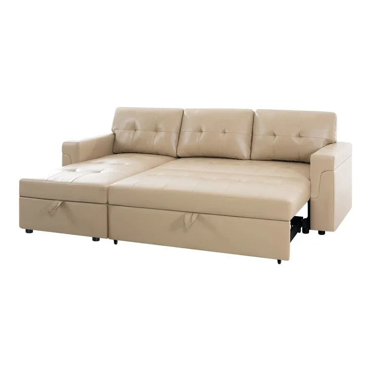Convertible Reversible Sectional Sofa with Pull-Out Sleeper Bed, Hidden Storage Chaise, and Durable Legs – Image 153