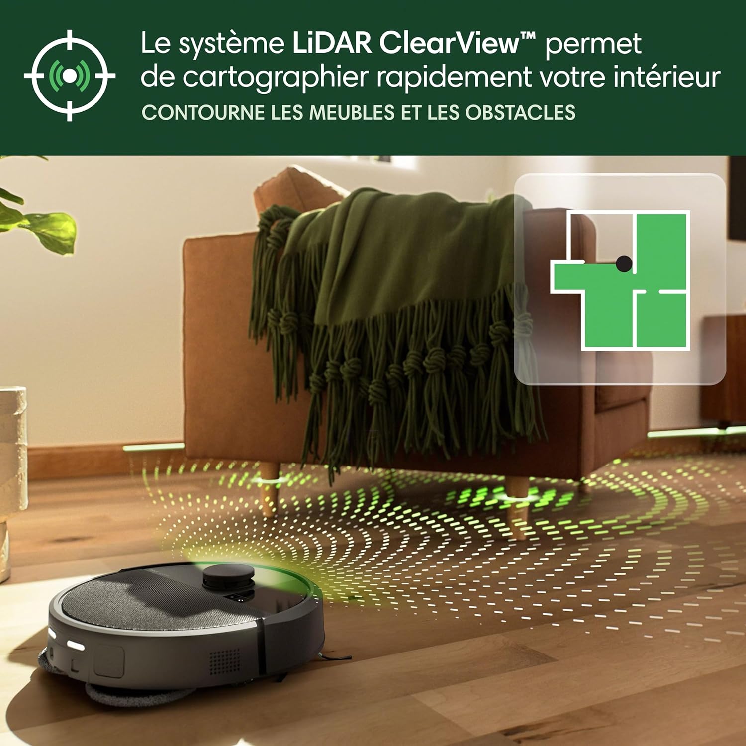 iRobot Roomba Plus 405 Combo Robot + AutoWash - Base Multifonction - Lavage et séchage des lingettes - LiDAR Clearview - 75 Jours d'autovidage - Double Lavage avec SmartScrub - Noir – Image 6