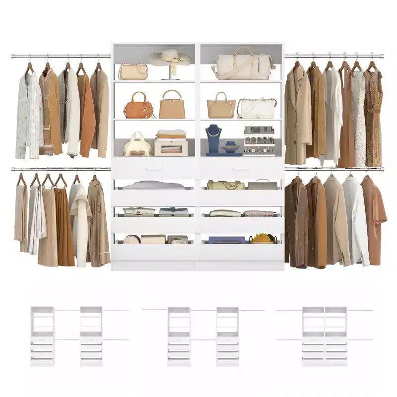 Besiost Closet System with 8 Wooden Drawers and 4 Hanging Rods – Image 19