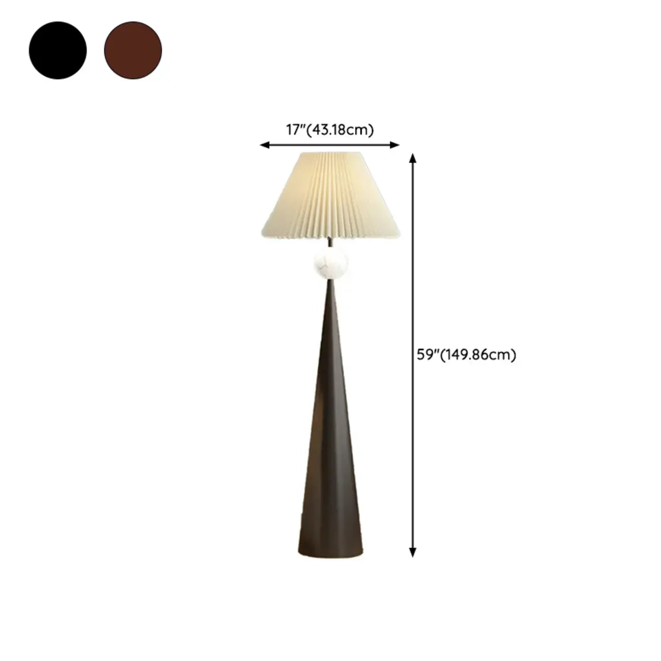 Contemporary Tapered Metal Floor Lamp Fabric Shade – Image 62