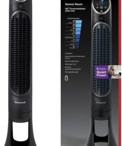 Honeywell HYF290E4 Ventilateur Tour QuietSet Puissant et Ultra Silencieux-avec télécommande-HYF290E, Noir