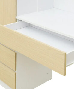 Alternative view of 3-in-1 Wardrobe Closet with Vanity Desk, Desk Set, Bedroom Armoire with 2 Drawers 3-Door Storage Desk Wardrobe