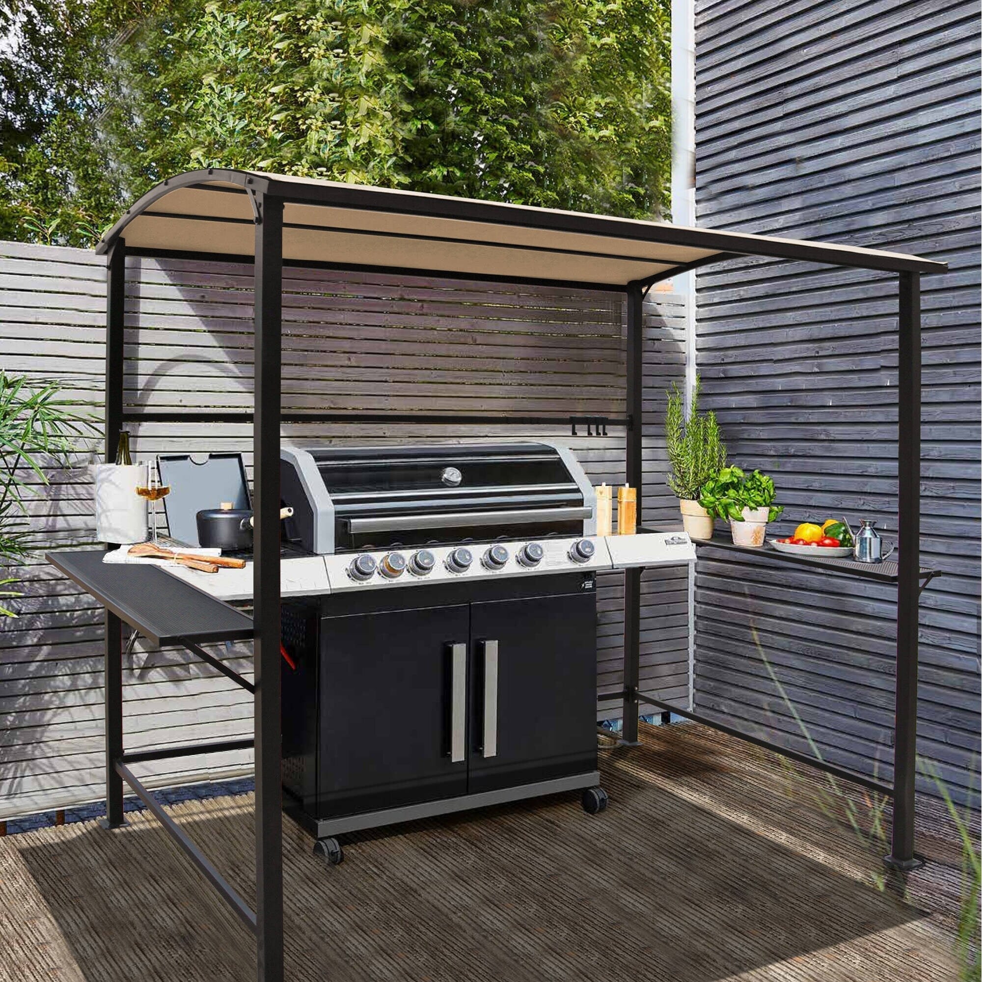 Outdoor 5 ft. x 8 ft. Steel Frame Grill Gazebo Canopy Barbecue Shelter – Image 19
