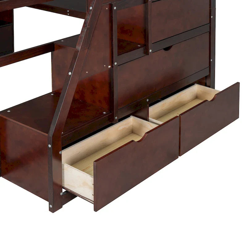 Full Pine Loft Bed with Desk and Storage – Image 36