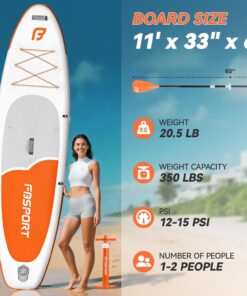 Alternative view of FBSPORT Paddle Gonflable Adulte 335 cm, Planches de Stand Up Paddle, 160kg de Capacité de Charge avec Pont Anti-dérapant, Set Complet avec Pagaie, Pompe, Sup Board pour Yoga, Surf en Voyage