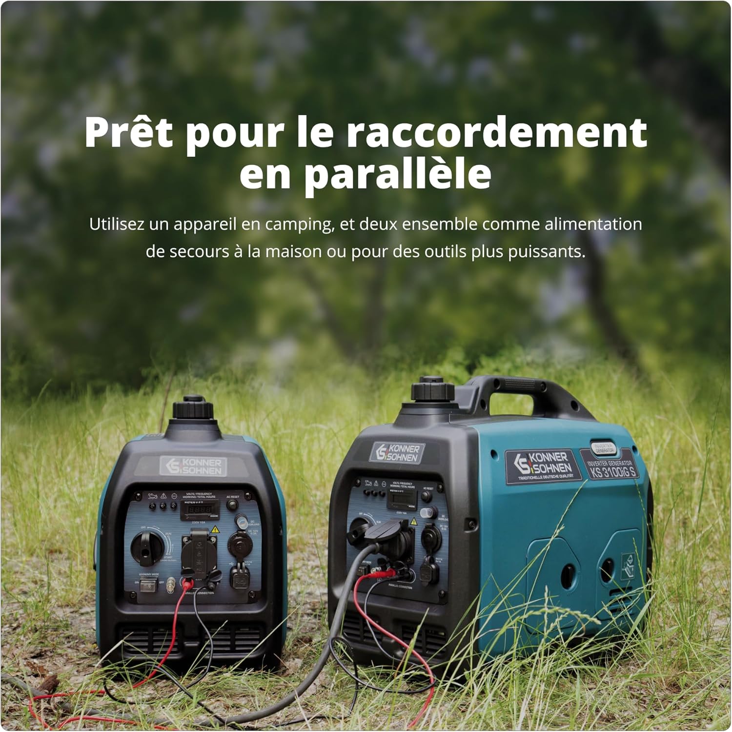 Könner & Söhnen Groupe électrogène à essence KS 3100iG S Groupe d'alimentation de secours 3100 W, Schuko 230 V, 2 ports USB, indicateur LED, mode éco,générateur d'énergie EURO V – Image 3