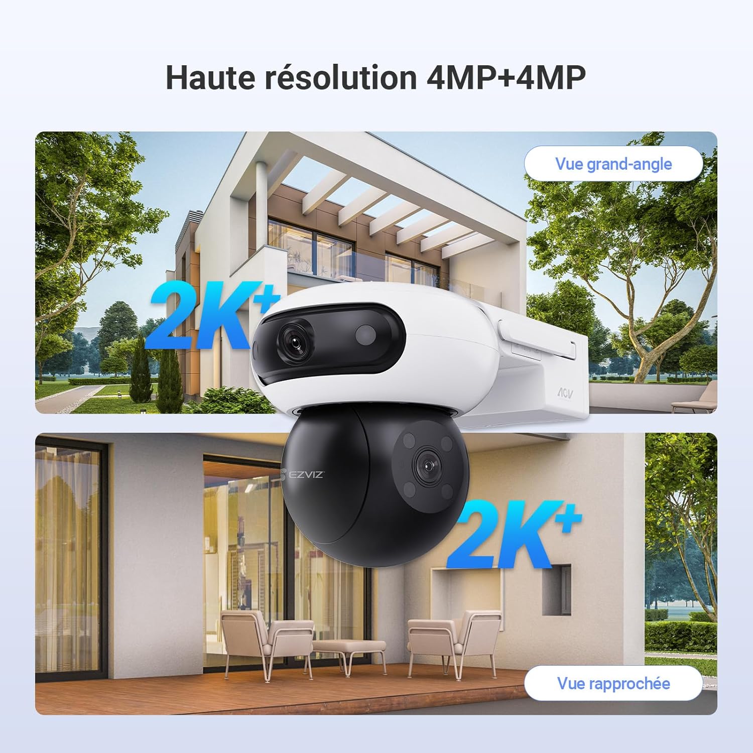 EZVIZ 8MP(4MP+4MP) Camera Surveillance WiFi Exterieure sans Fil à Double Objectif Motorisé, Camera Exterieur Solaire, Mode Always-on, Détection de Personne/Véhicule, CB90 Dual+8W Panneau Solaire – Image 4
