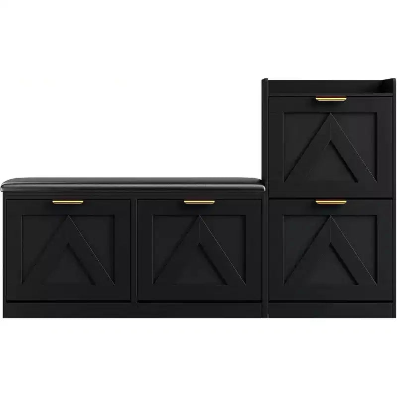 Shoe Storage Cabinet with Bench & 4 Flip Drawers - Narrow Entryway Organizer for 35-40 Pairs – Image 17