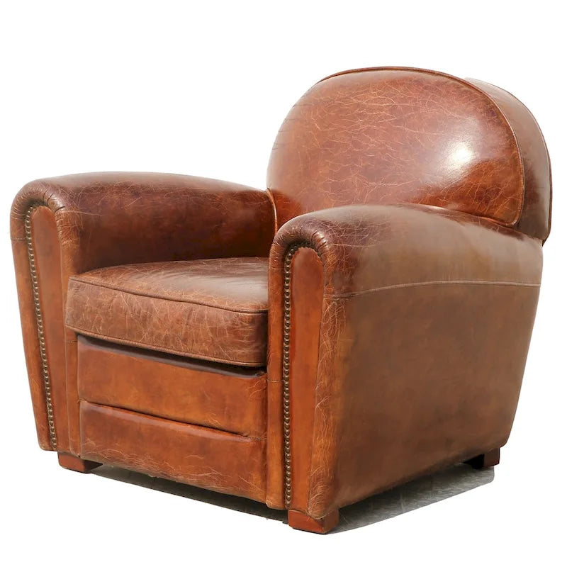 Pasargad Home Genuine Leather Paris Club Chair, Brown – Image 3