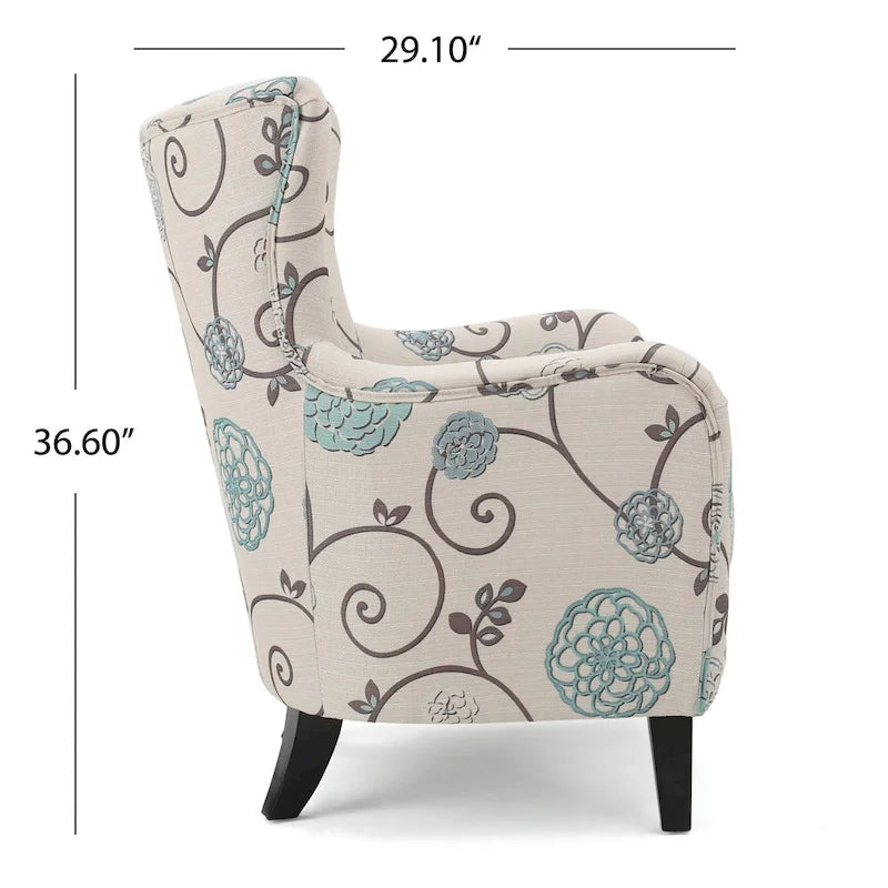 Modern Retro 30.25 High Back Upholstered Arm Chair with Wood Legs for Living Room – Image 10