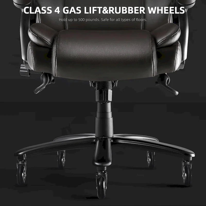 Bossin Big and Tall Executive Office Chair,500LBS Adjustable Lumbar Support Ergonomic Chair with High Back PU Leather Computer – Image 28