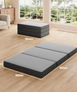 Alternative view of Vesgantti Matelas Pliable 120x190x15 cm avec Sac de Transport, Matelas d’Appoint Adulte en Mousse à Mémoire de Forme Gel, Lit Pliant pour Camping, Voyage, Voiture et Invités, Gris