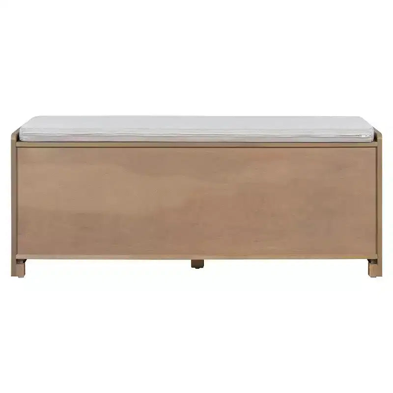 Whisen Rustic Wood Storage Bench, Entryway Shoe Bench with Removable Cushion, Adjustable Shelves – Image 27