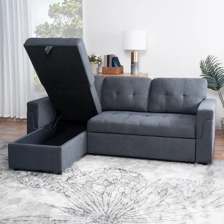 Convertible Reversible Sectional Sofa with Pull-Out Sleeper Bed, Hidden Storage Chaise, and Durable Legs – Image 131
