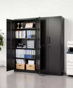 Alternative view of VEVOR Metal Storage Cabinet, 68.9 in Lockable Steel Garage Cabinet with 4 Adjustable Shelves, 2 Magnetic Doors, 2 Keys, 5 Tiers Tool Storage, Black