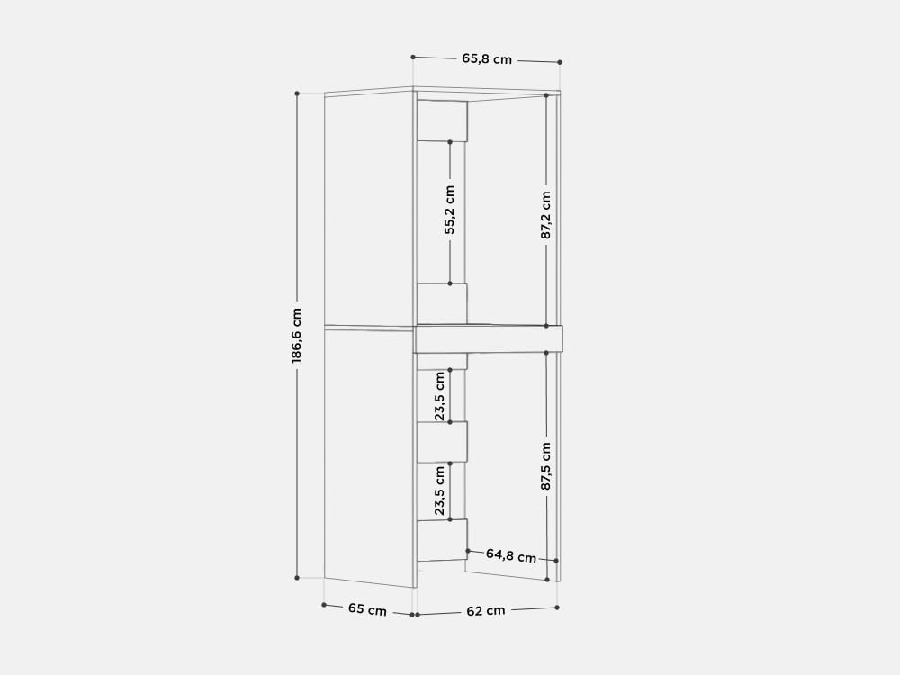 PLATAN ROOM Armoire superposée pour machine à laver et sèche-linge - 187 x 65 x 66 cm - Gris Argile – Image 3