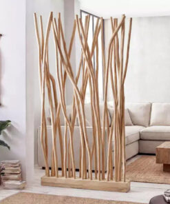 Alternative view of JONATHAN Y Tranquil 39W x 68H Coastal Bohemian Handcrafted Teak Branch Single Panel Room Divider
