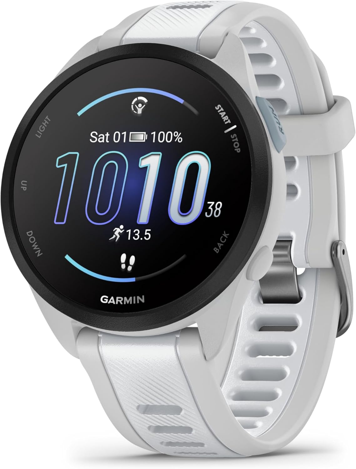 Forerunner 165, Music - Montre GPS connectée de Running avec écran AMOLED – Blanc/Gris Clair (Reconditionné)