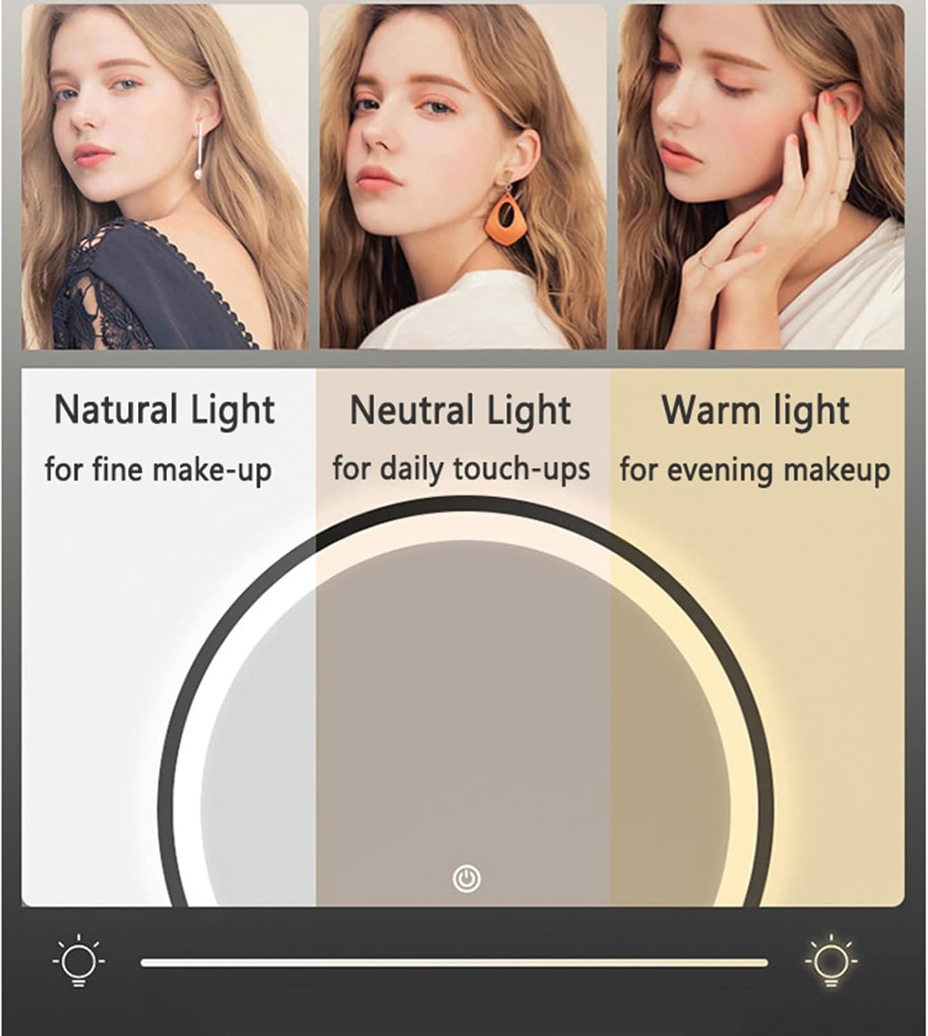 Meedlopia Coiffeuse Luxe Miroir LED HD 3 Teintes, Table d'Appoint Déplaçable, Surface Marbre - Coiffeuse Élégante avec Tabouret de Rangement pour Femmes et Filles – Image 8