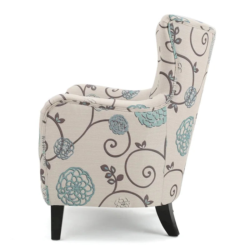 Modern Retro 30.25 High Back Upholstered Arm Chair with Wood Legs for Living Room – Image 7