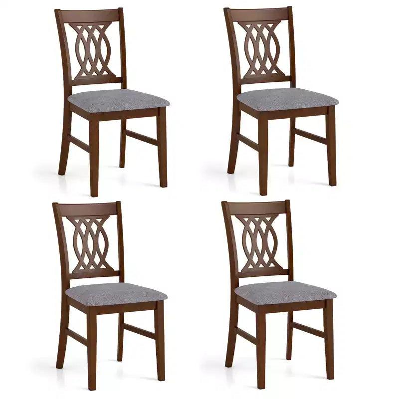 Costway Dining Chairs Set of 4 w/Padded Seat Hollowed Backrest & Rubber Wood Frame