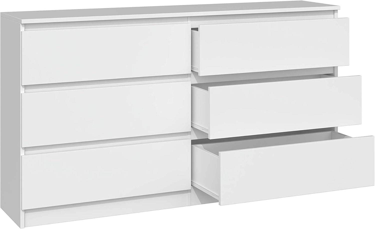 CDF Commode 6 Tiroirs Commode Chambre Blanc Meuble Armoire de Rangement Spacieux pour Salon Bureau Spacieuse et Design Moderne Facile à Installer 40x75x138 cm Meuble à Vêtements – Image 3