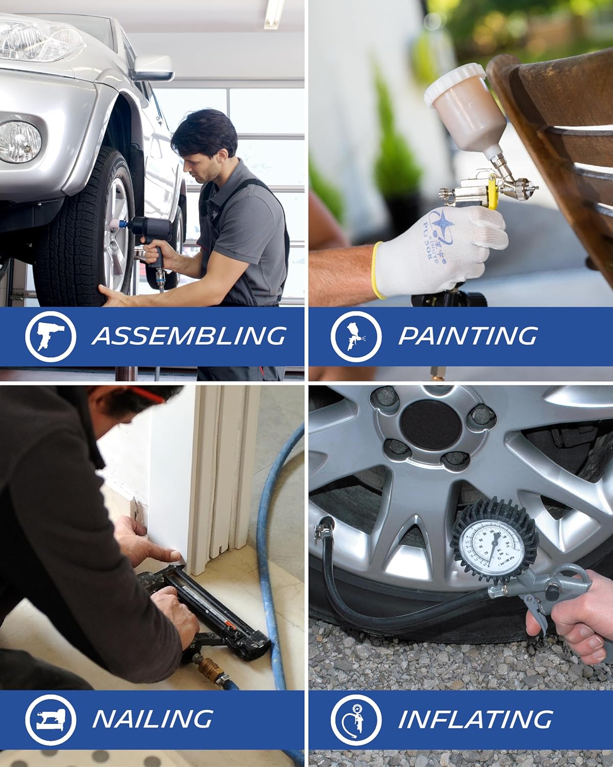 MICHELIN Compresseur d'Air Portatif MB3650 - Cuve 50 Litres - Moteur 3 cv - Pression Maximale 10 bar - Débit d'Air 360 l/min - 21.6 m³/h – Image 4