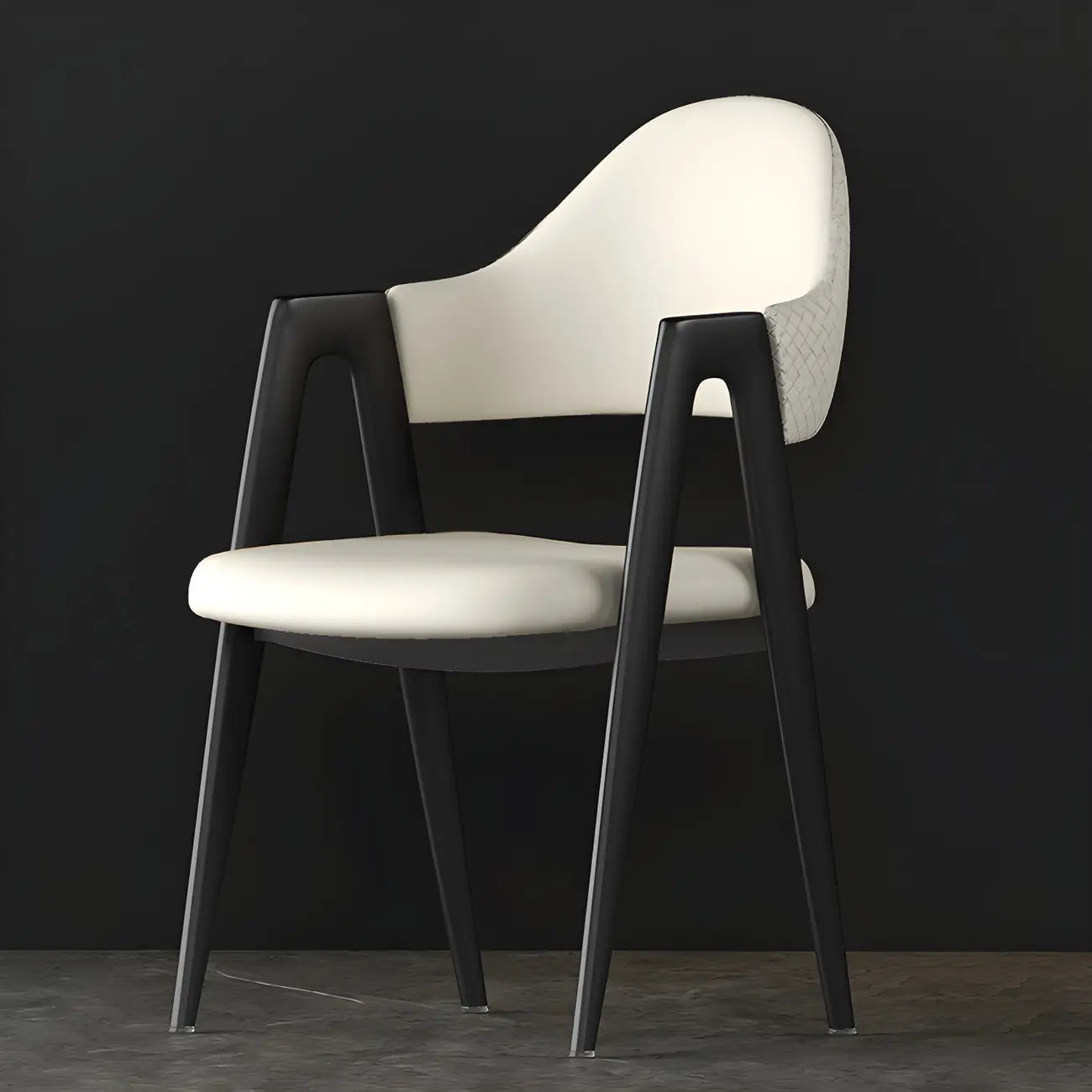 Modern Leather Curved Open Back Arm Dining Chair – Image 59