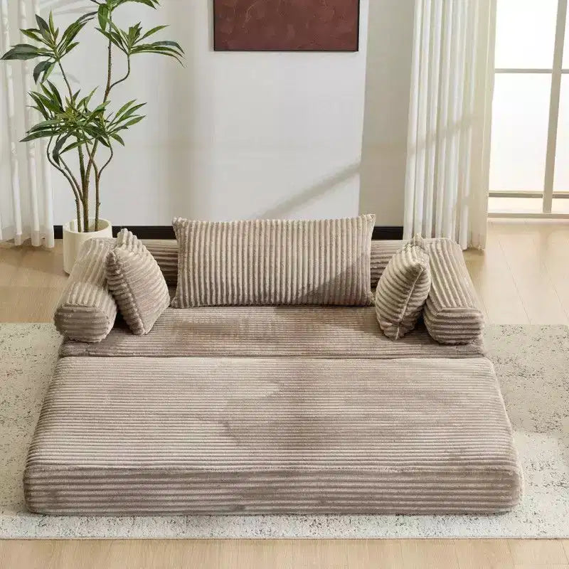 Dark Gray / Gray / Green / Sea Blue Corduroy Convertible Sleeper Sofa Bed, 2-Seater – Image 8