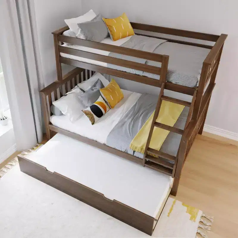 Max & Lily Solid Wood Bunk Bed, Twin over Full with Storage Trundle and Ladder for Kids – Image 27