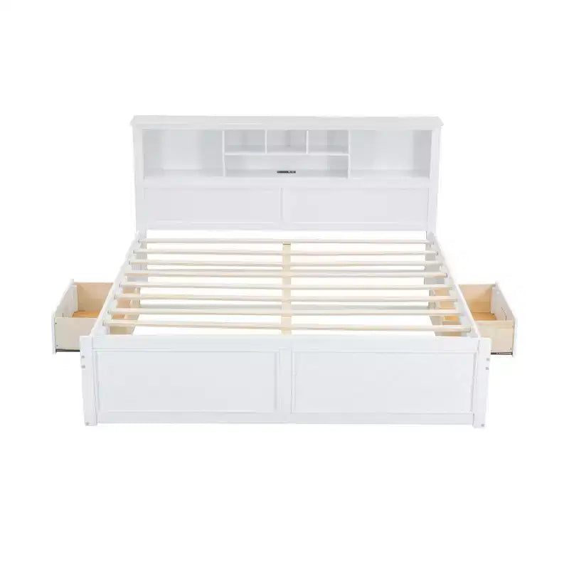 FAMYYT King Size Wood Platform Bed with Multi-storage Headboard, USB and Drawers, Easy Assembly – Image 8