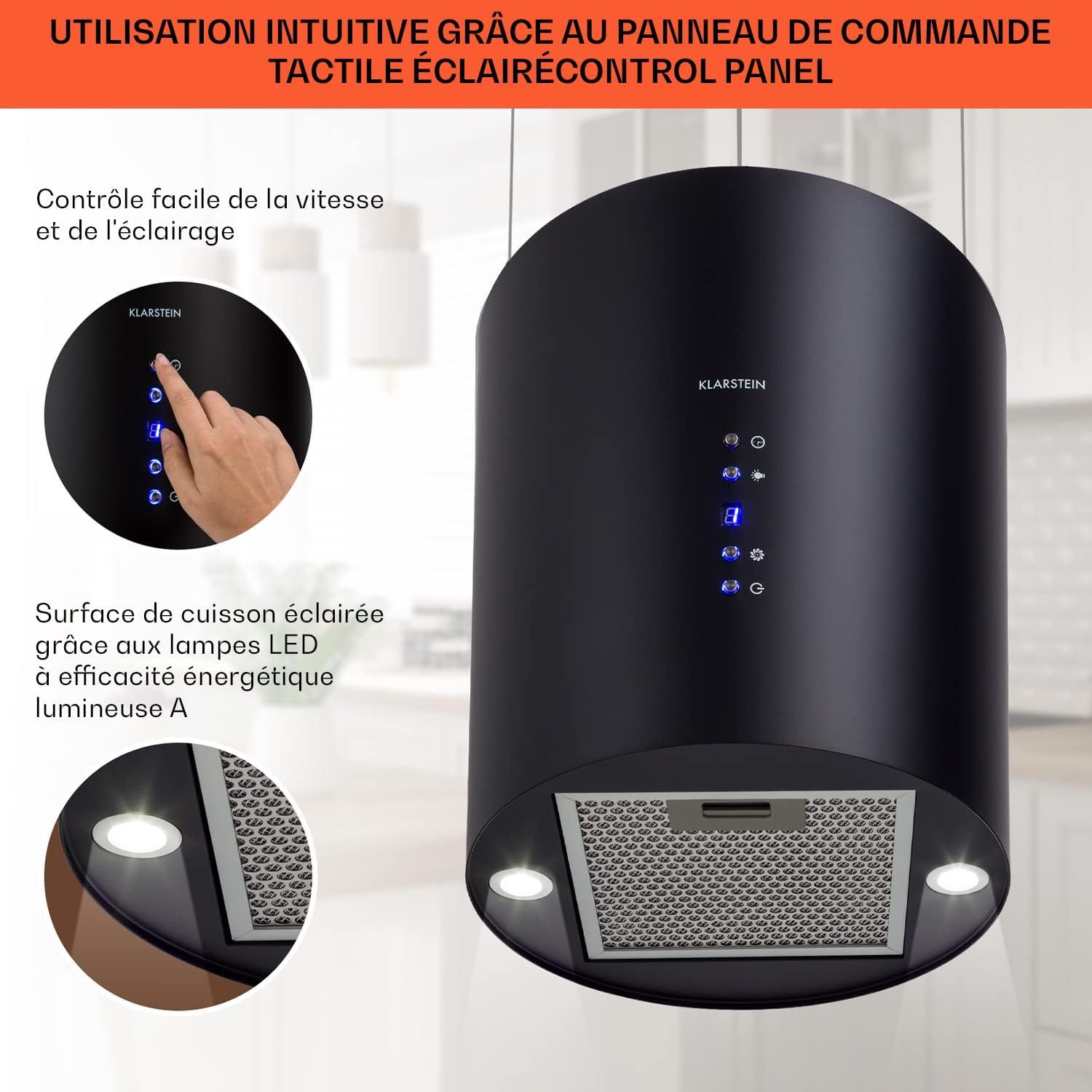 Klarstein Barett Hotte aspirante pour hotte aspirante Noir – Image 4