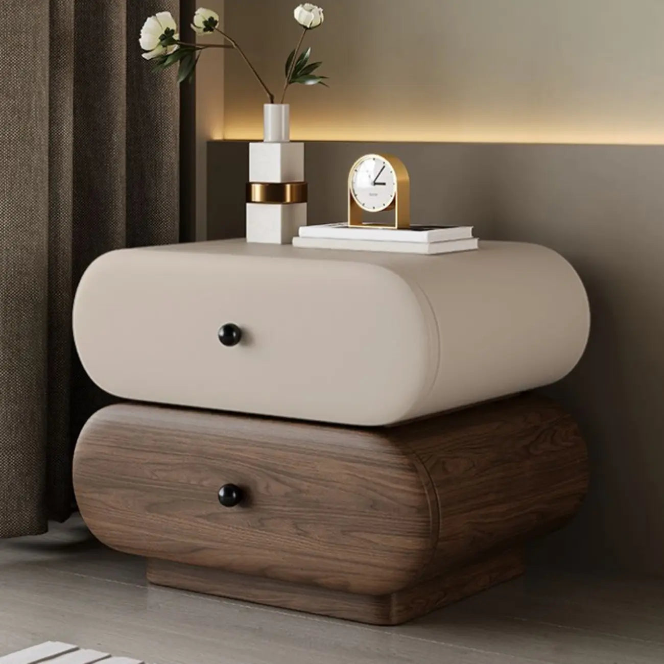 Modern Two-Tone Bedside Table with Storage Drawers – Image 4