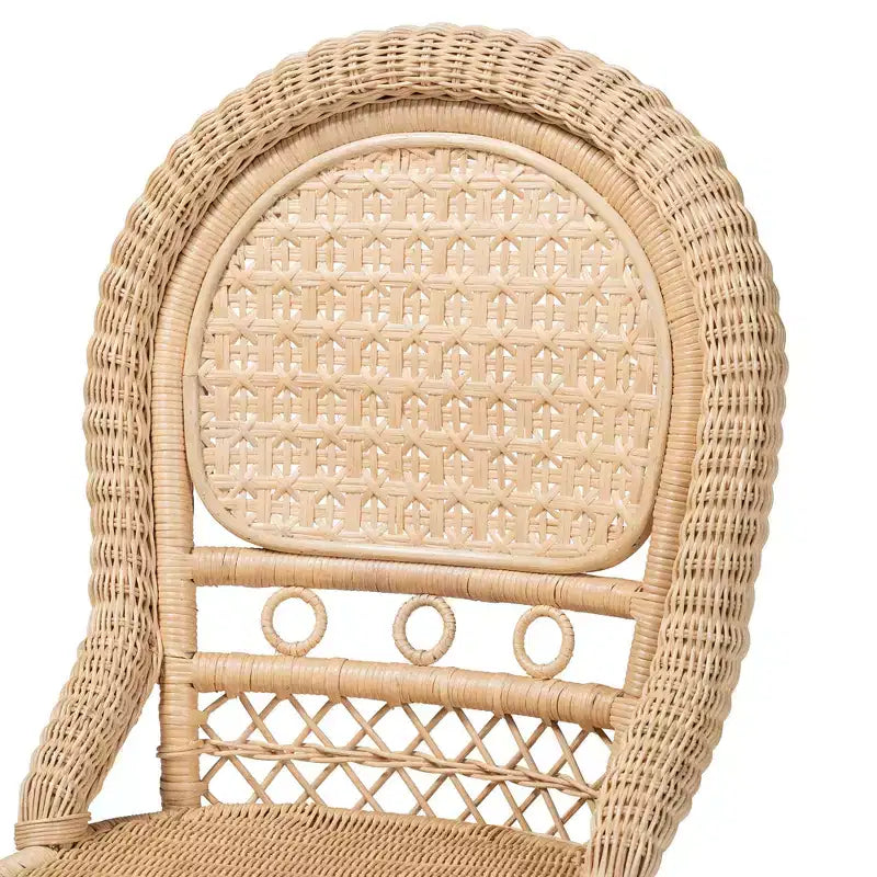 bali & pari Jelita Modern Bohemian Natural Brown Rattan 2-Piece Dining Chair Set – Image 5