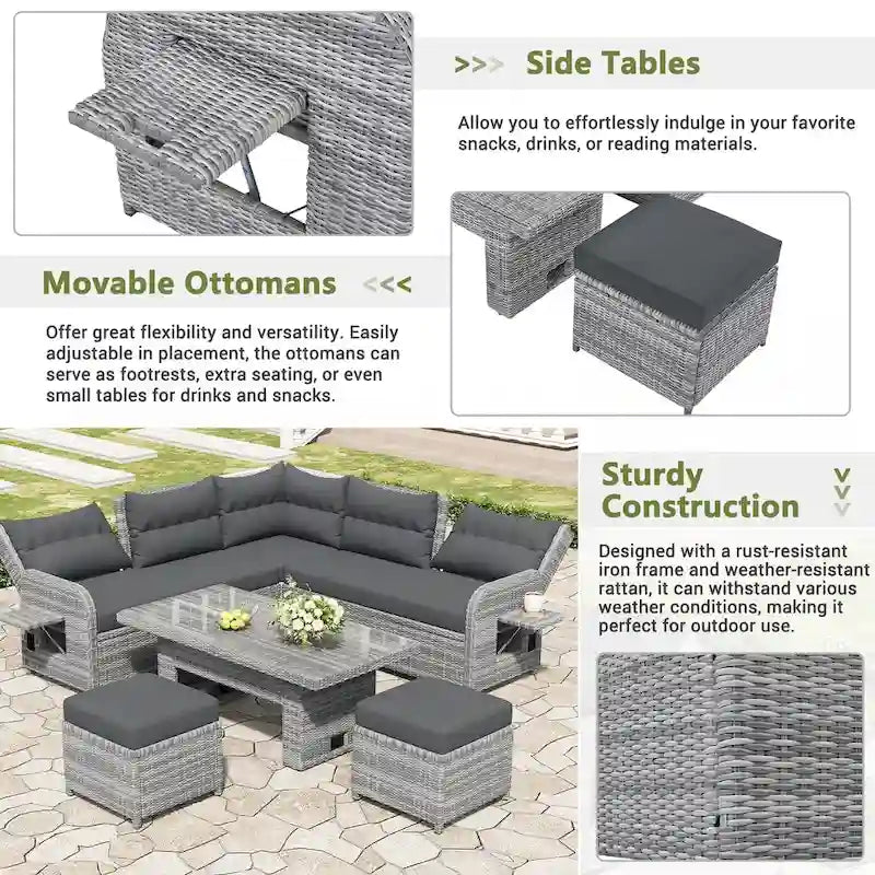 Outdoor Furniture Set Patio Rattan Furniture Set – Image 22