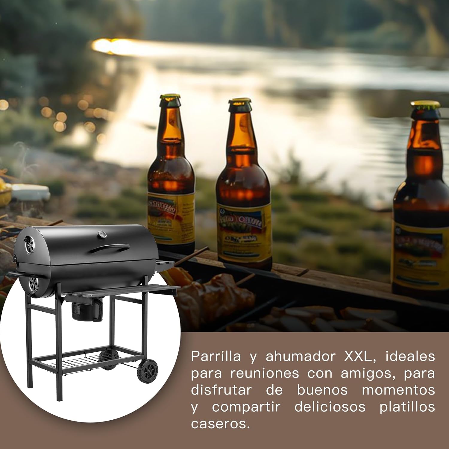 TEENO Barbecue Charbon de Bois,avec Grille de Cuisson XXL,Gants Anti-BrûLures, ThermomèTre,Tiroir à Cendres, éVent RéGlable,Grand Barbecue au Charbon de Bois (Basic) – Image 4