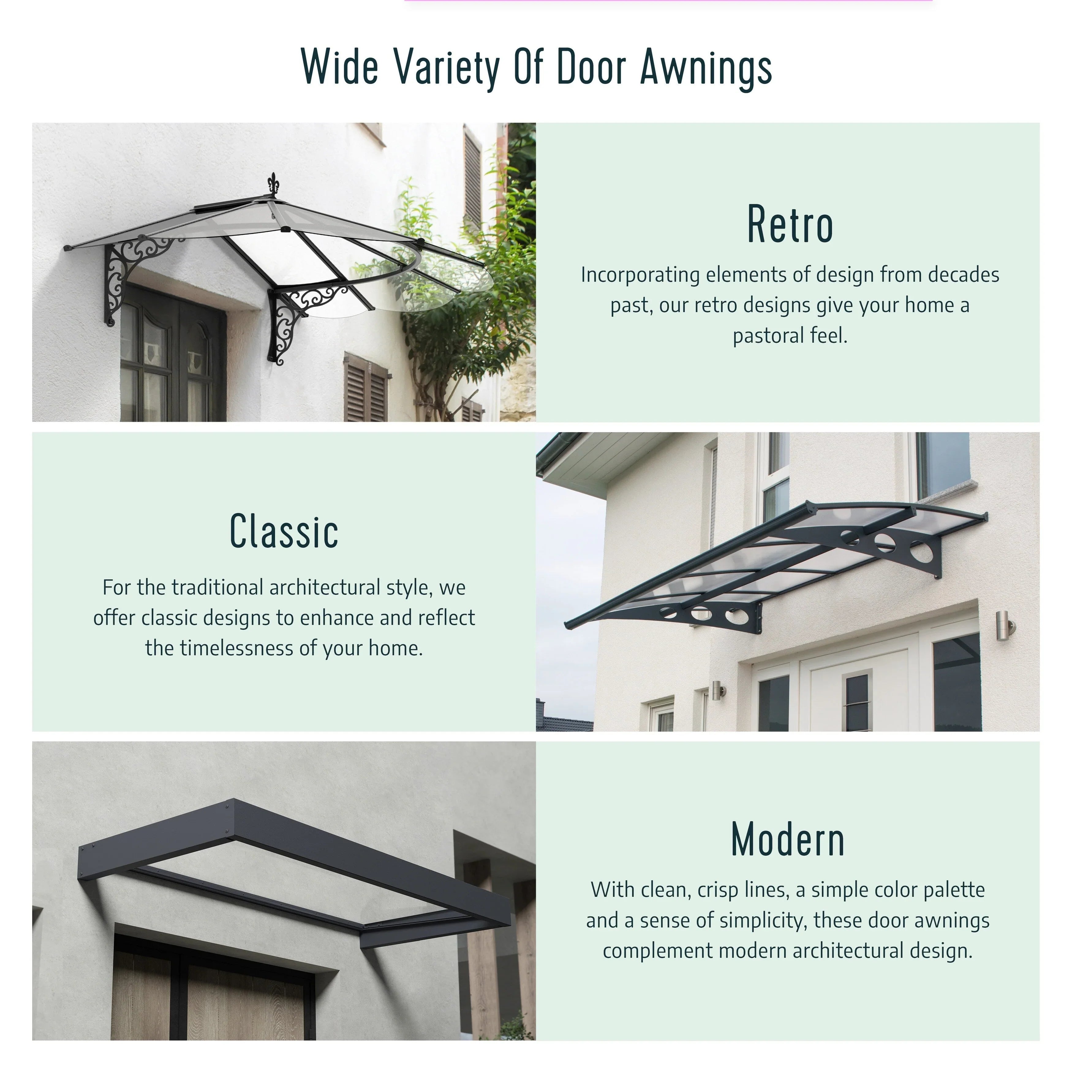Sophia 3 ft. Grey Clear Door and Window Awning – Image 15