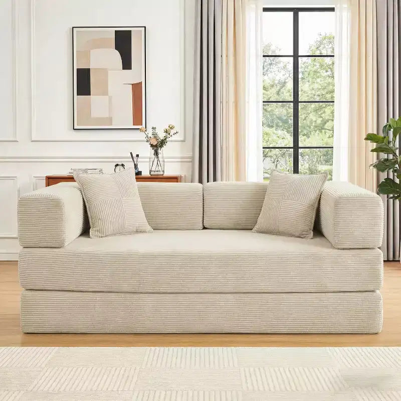 Dyonery 78Folding Sofa Bed Convertable Corduroy Couch King Size Floor Sleeper 4-in-1 DIY Combination Modular Sofa Fold Out Comfy sofa. – Image 2