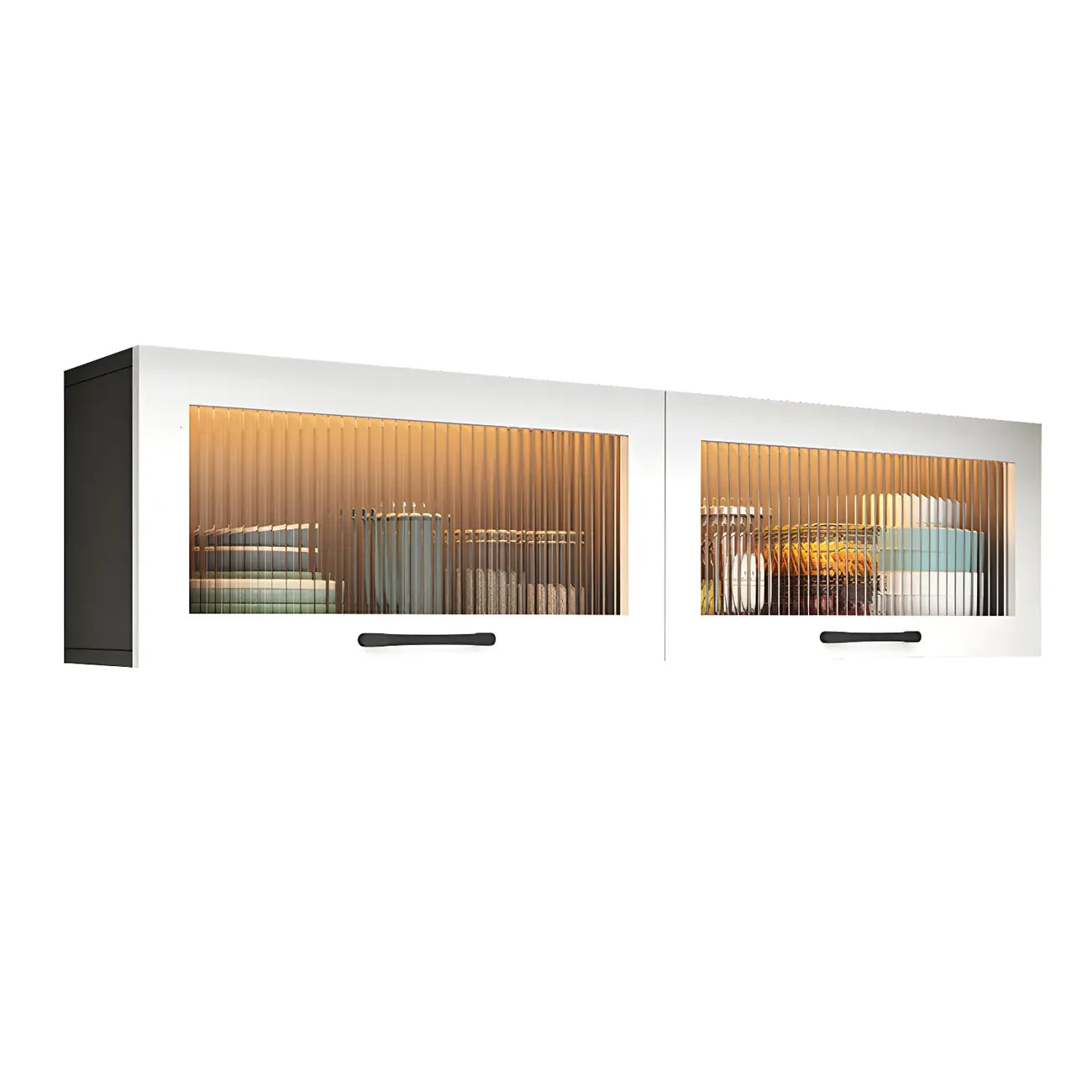 Kitchen White Wood Wall-Mounted Storage China Cabinets – Image 47