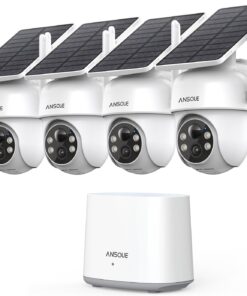 2K Camera Surveillance WiFi Exterieure sans Fil Solaire à Batterie, Kit 4 Caméras avec Home Station, Zéro Frais, PTZ 360°, Suivi Automatique, Vision Nocturne en Couleur, Alarme Lumineuse Sonore