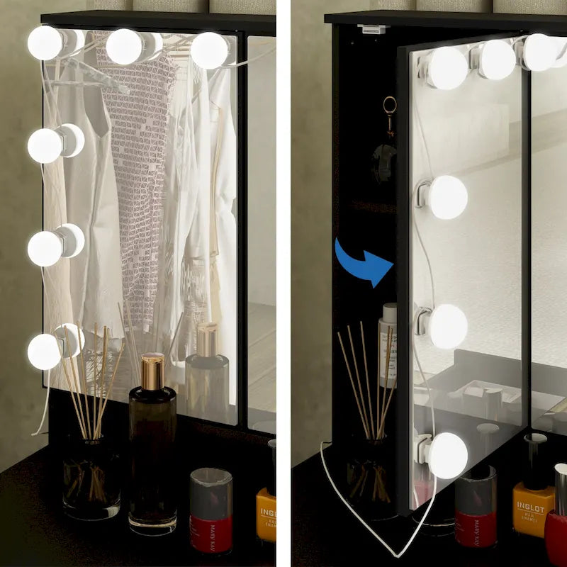 Luxurious LED Makeup Vanity with 9 Drawers Elegant Makeup Station – Image 20